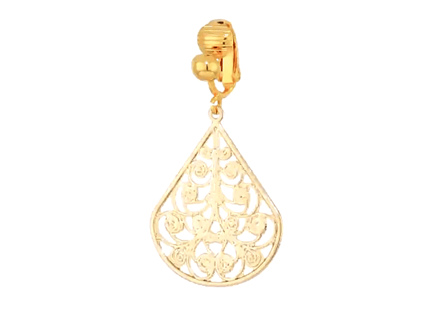 1928 Jewelry Filigree Teardrop Clip On Earrings