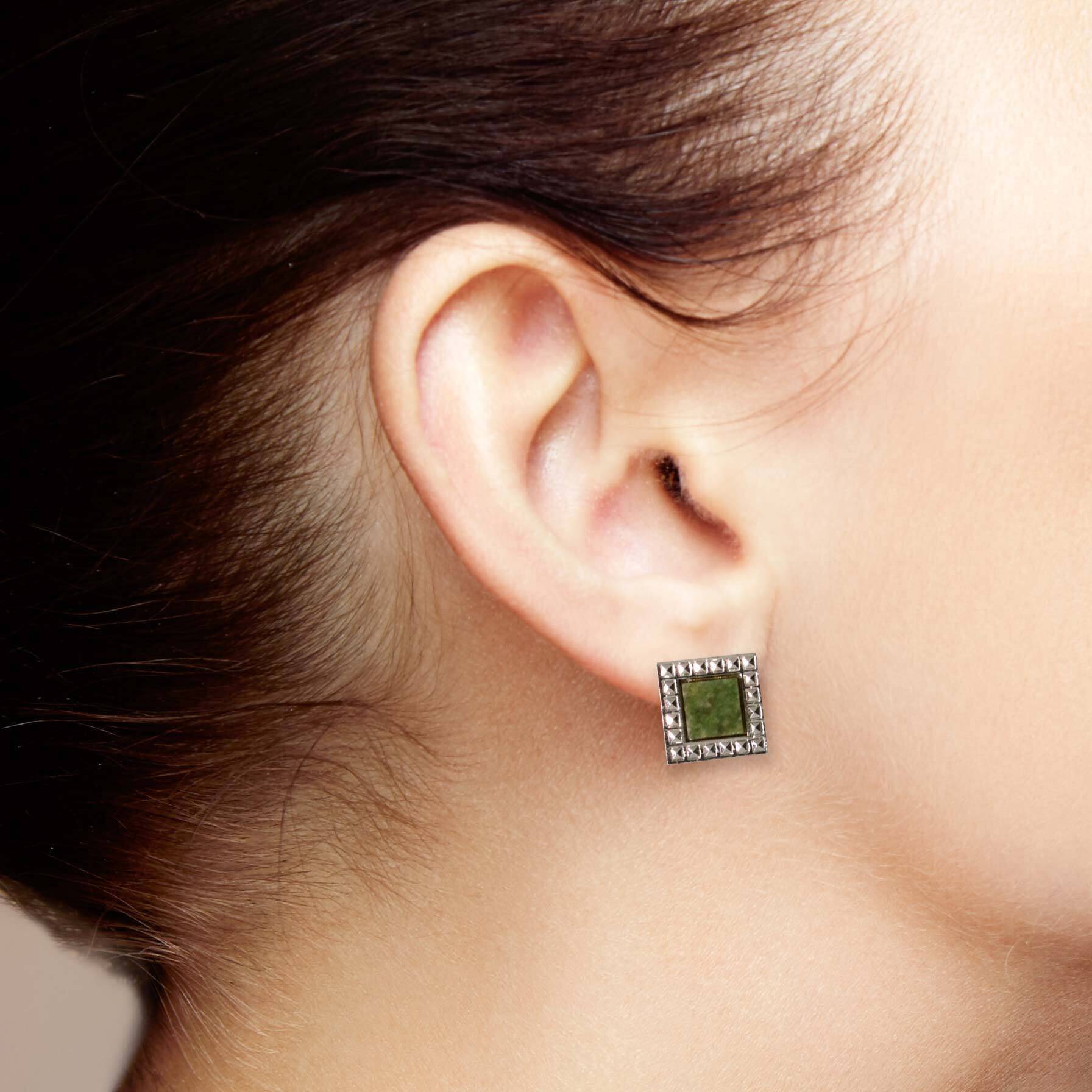 1928 Jewelry Gemstone Square Stud Earrings