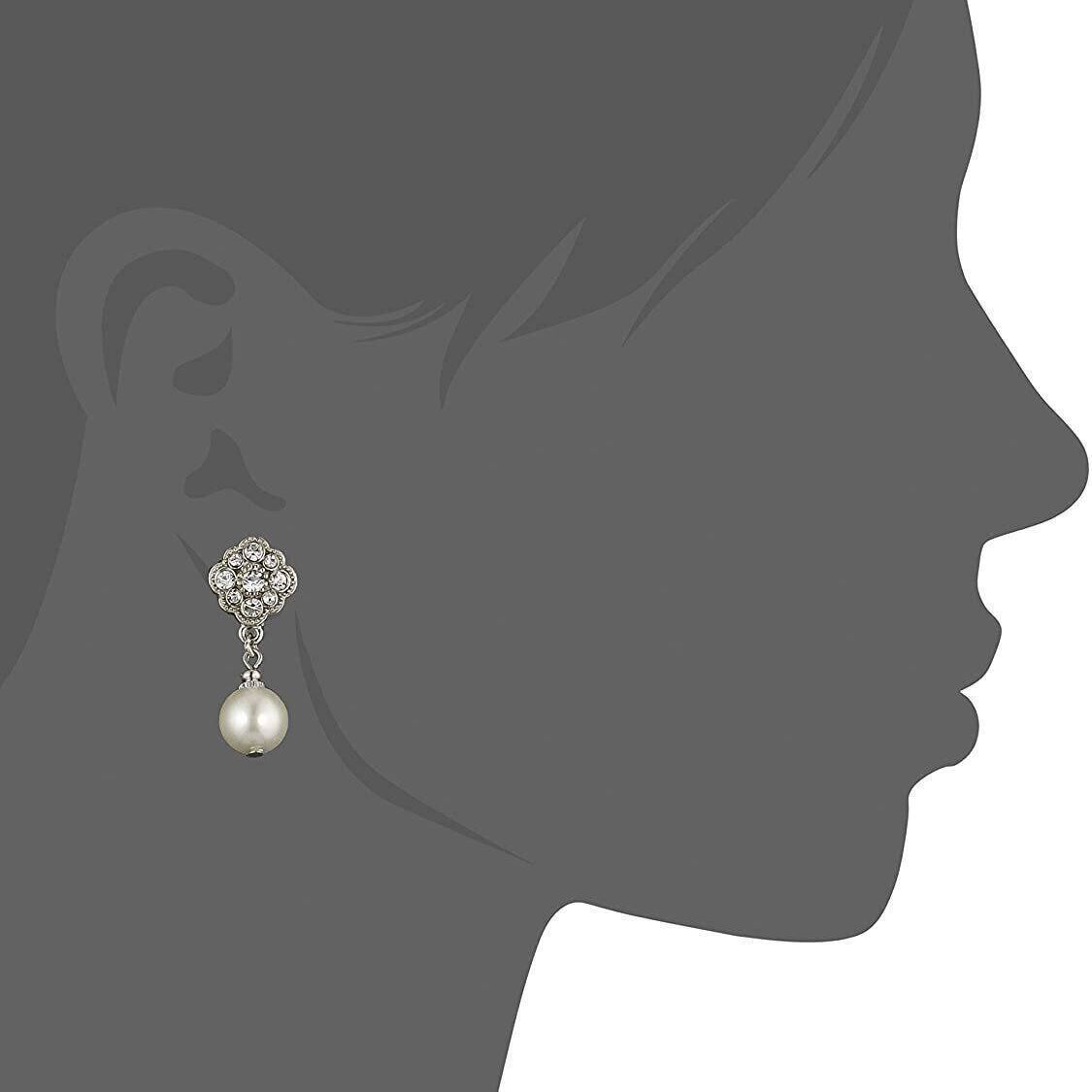 1928 Bridal Faux Pearl And Crystal Drop Earrings