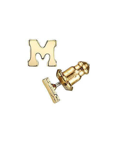 1928 Jewelry Gold Initial Button Earrings