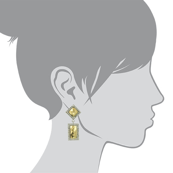 1928 Jewelry Fusion Lux Double Drop Square Earrings