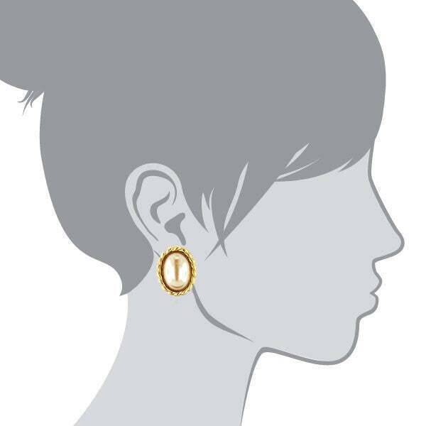 1928 Jewelry Faux Pearl Oval Button Earrings