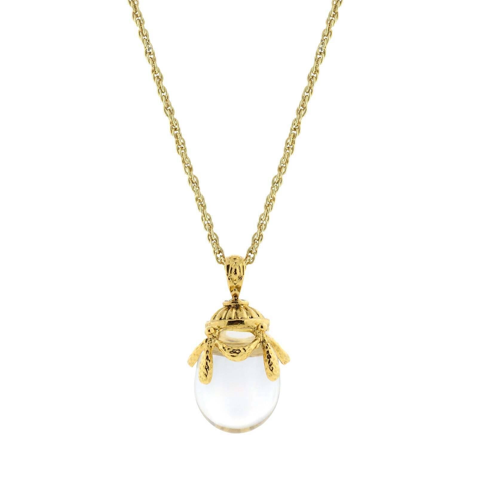 1928 Jewelry Clear Glass Egg Pendant Necklace 30"