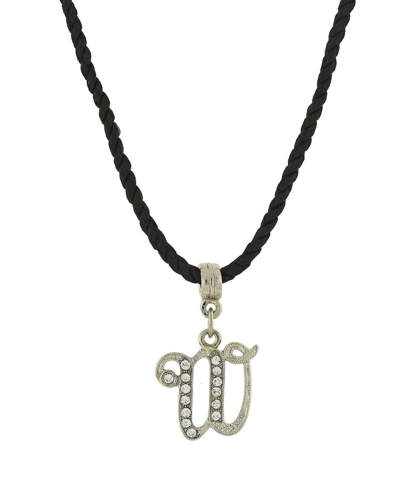 1928 Jewelry Crystal Initial Black Cord Necklace 14" + 3" Extender