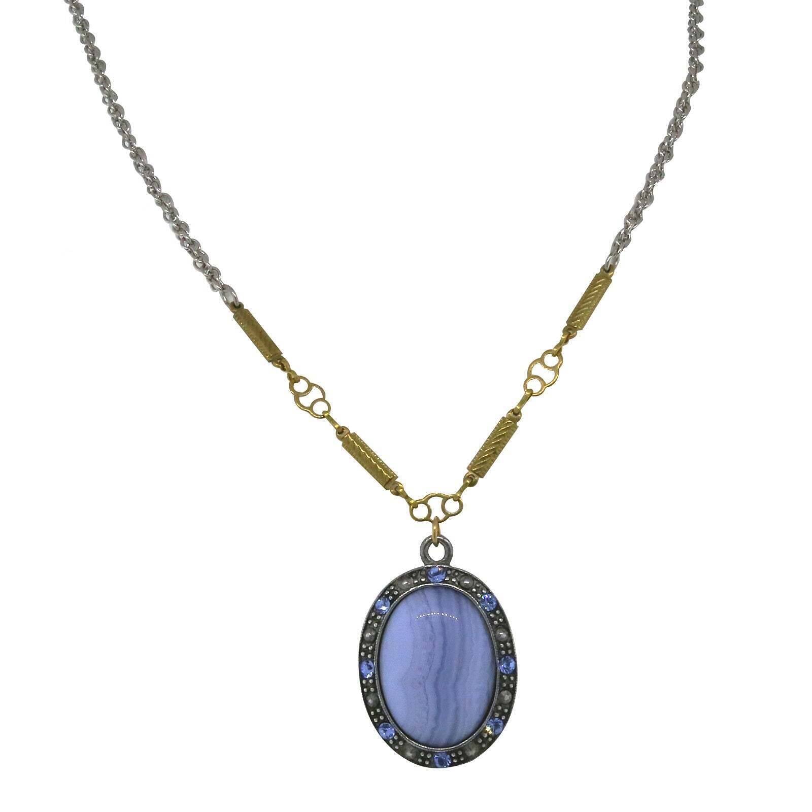 T.R.U. Oval Gemstone Crystal Pendant Necklace 16" + 3" Extender