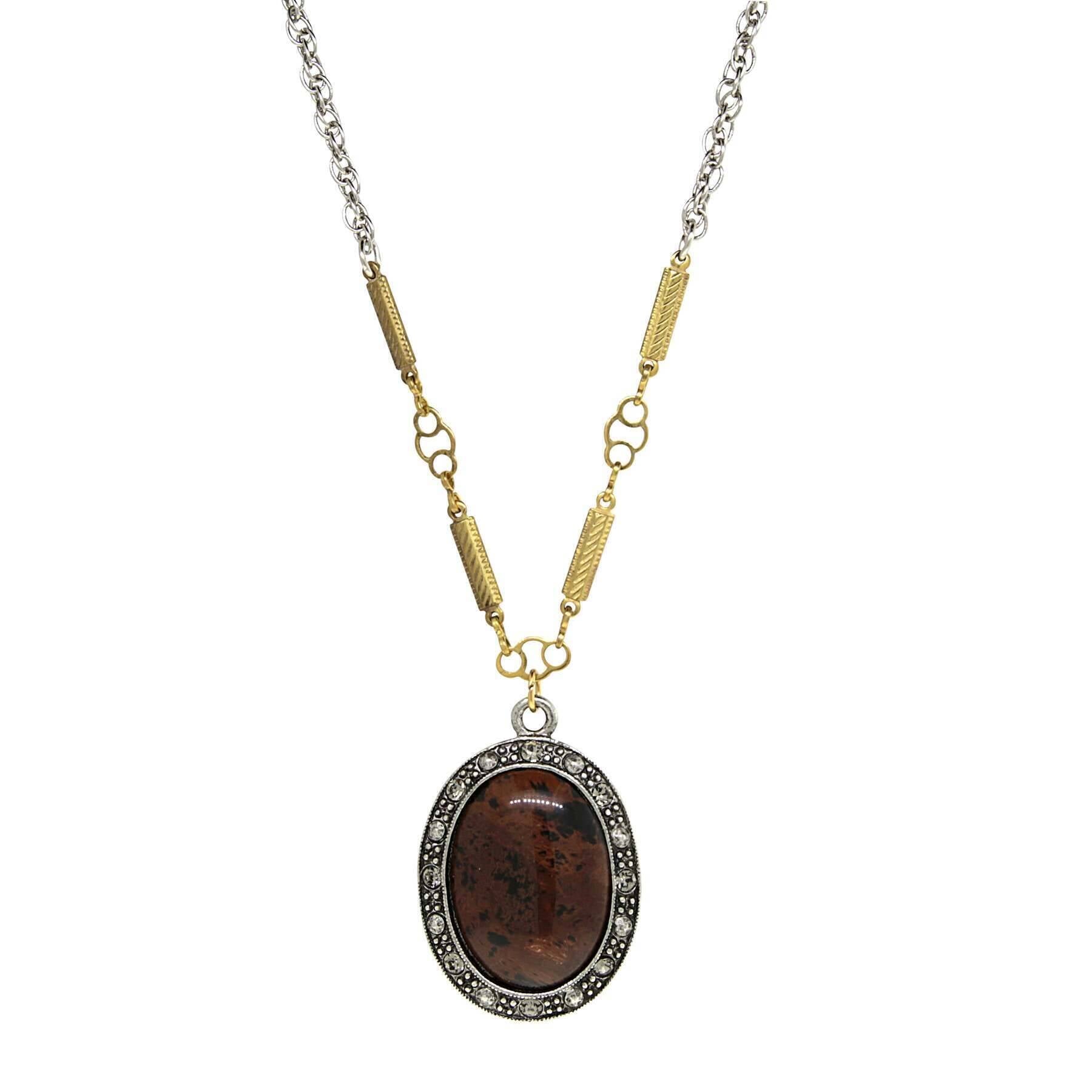 T.R.U. Oval Gemstone Crystal Pendant Necklace 16" + 3" Extender
