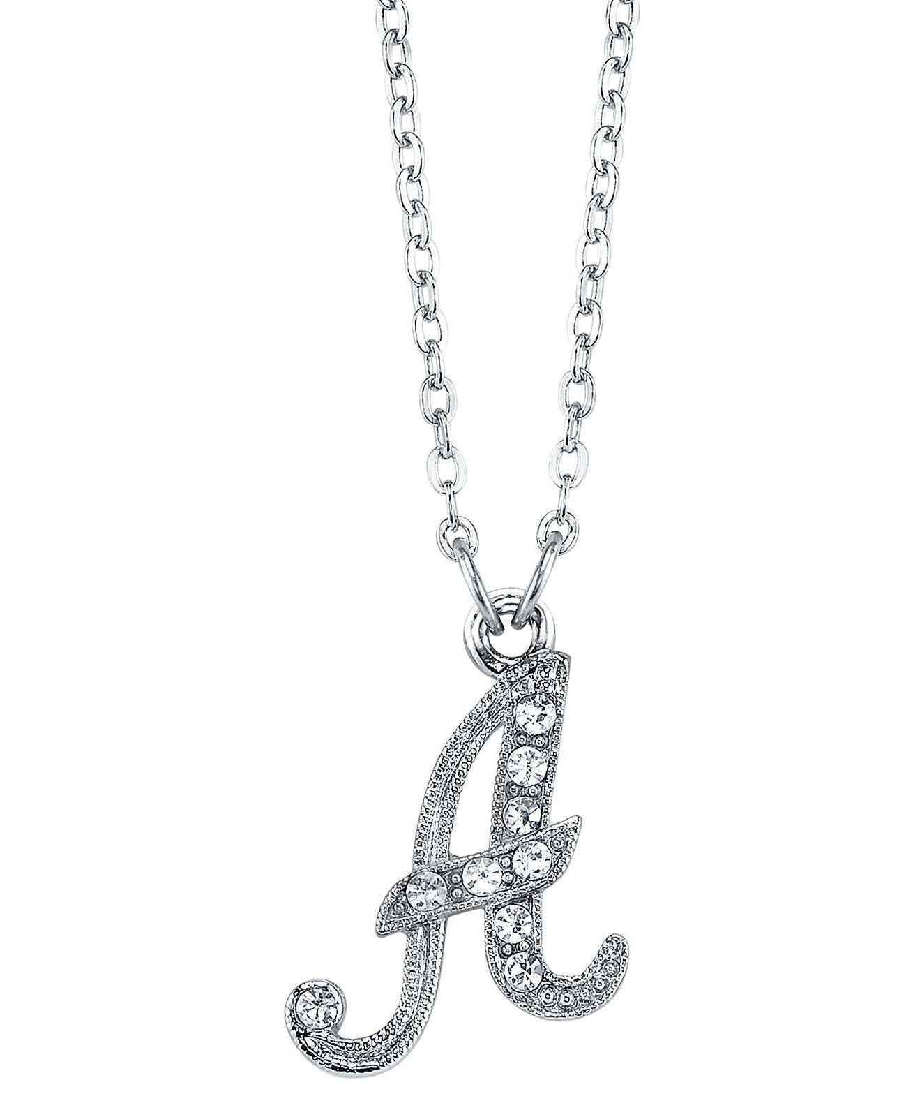 1928 Jewelry European Crystal Initial Necklace 16" + 3" Extender