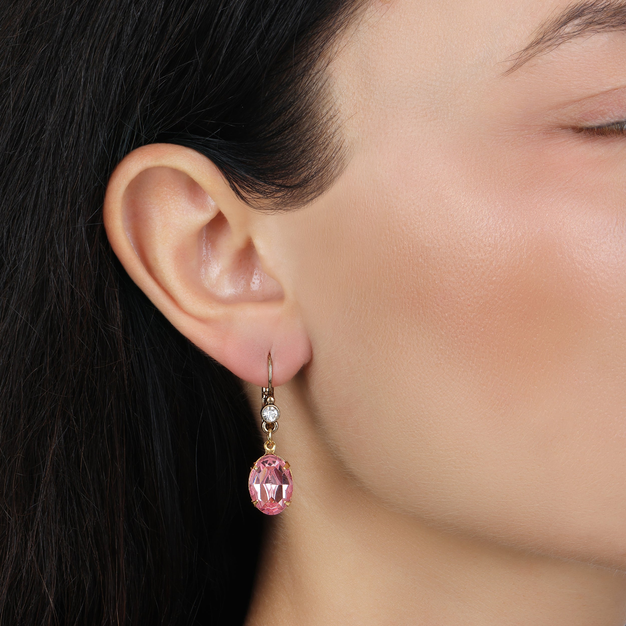 1928 Jewelry Rose Pink Austrian Crystal Drop Earrings