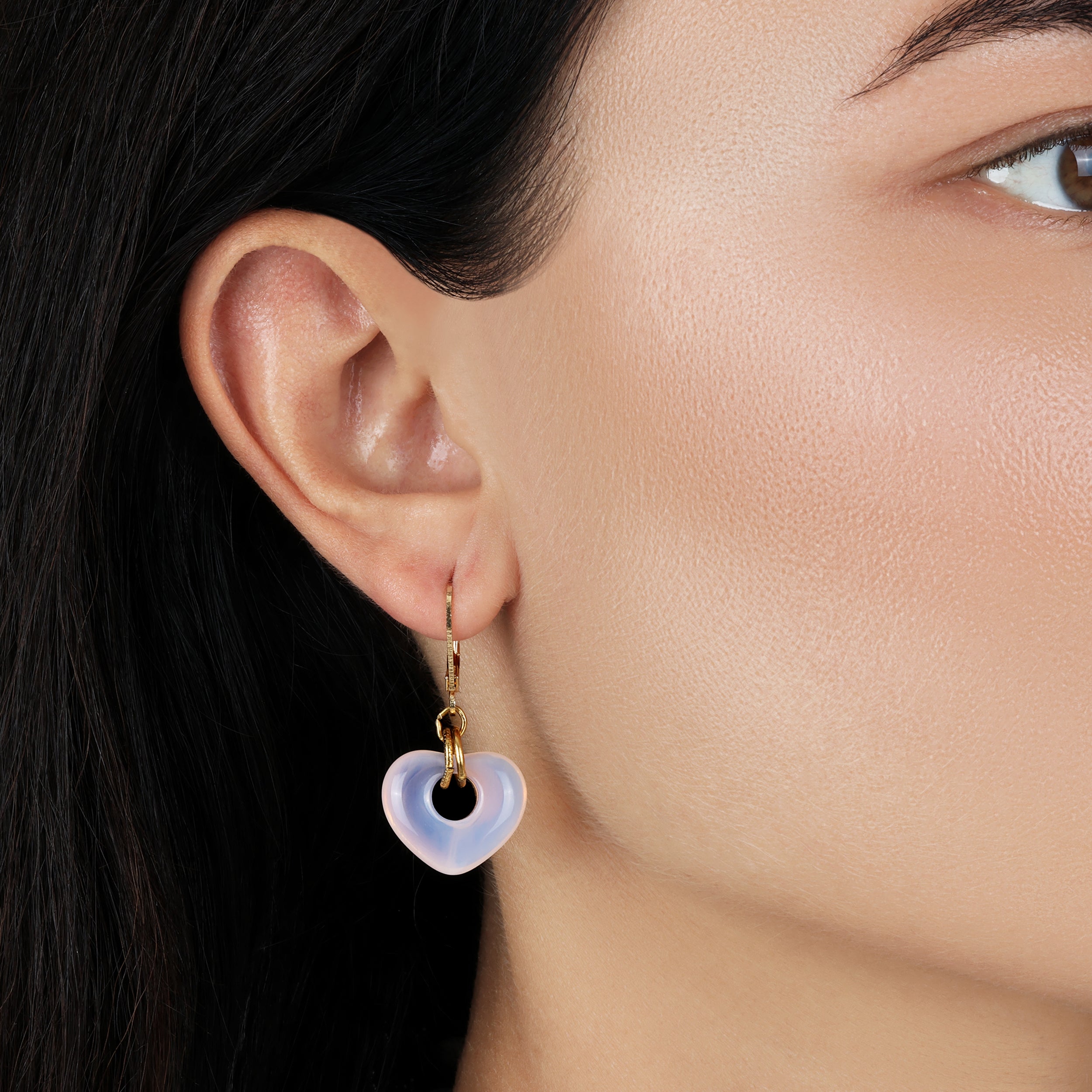 1928 Jewelry Vintage Glass Heart Drop Earrings