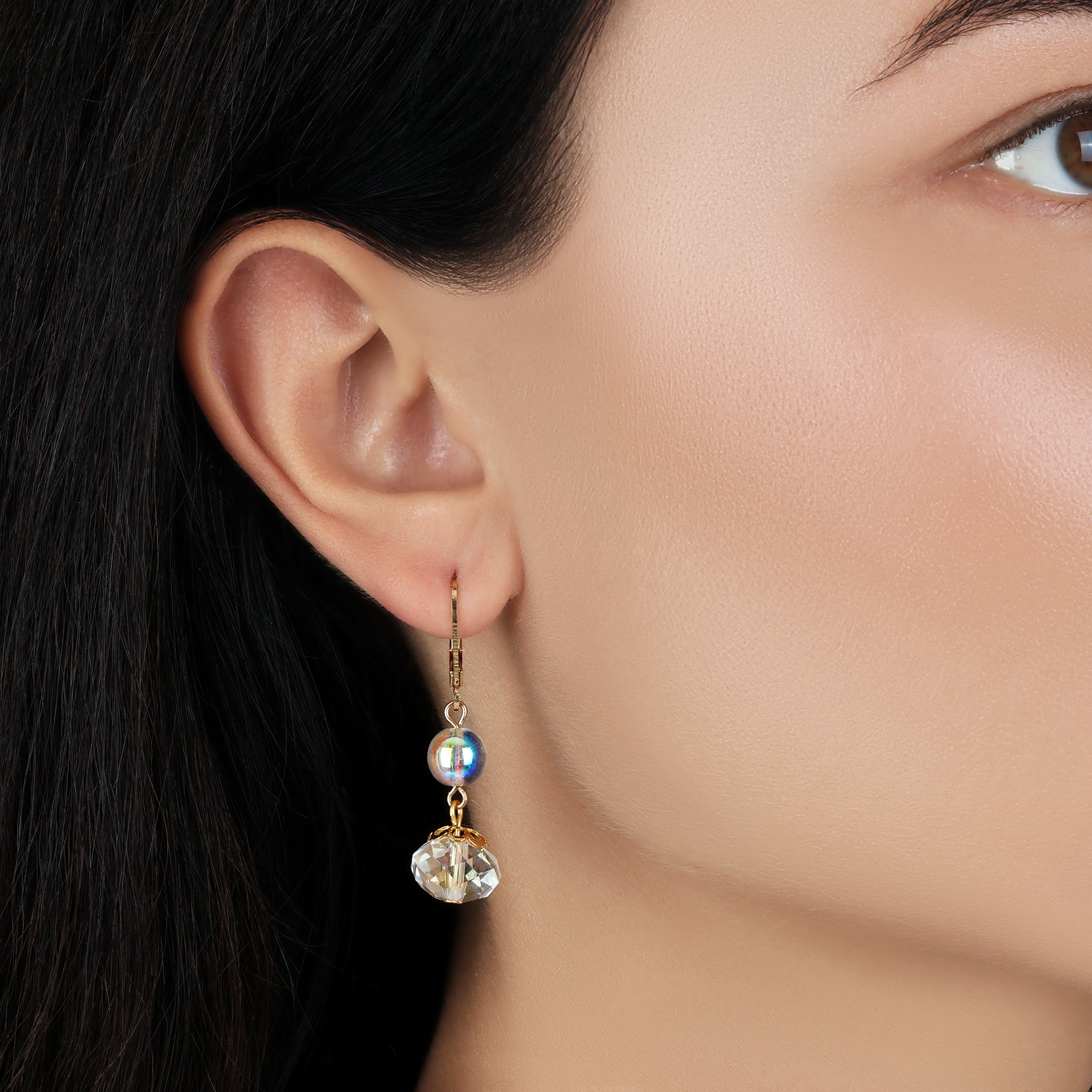 1928 Jewelry AB Crystal Magic Iridescent Dangling Earrings