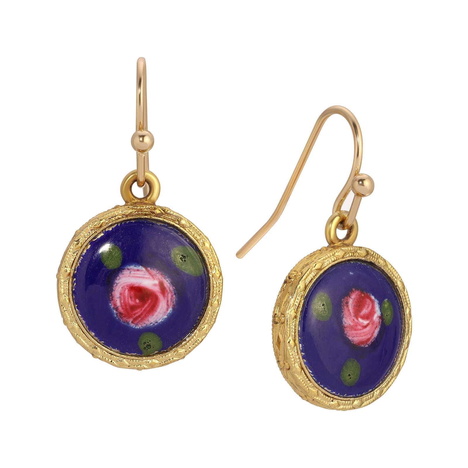 1928 Jewelry Artisan Pink Rosebud Drop Earrings