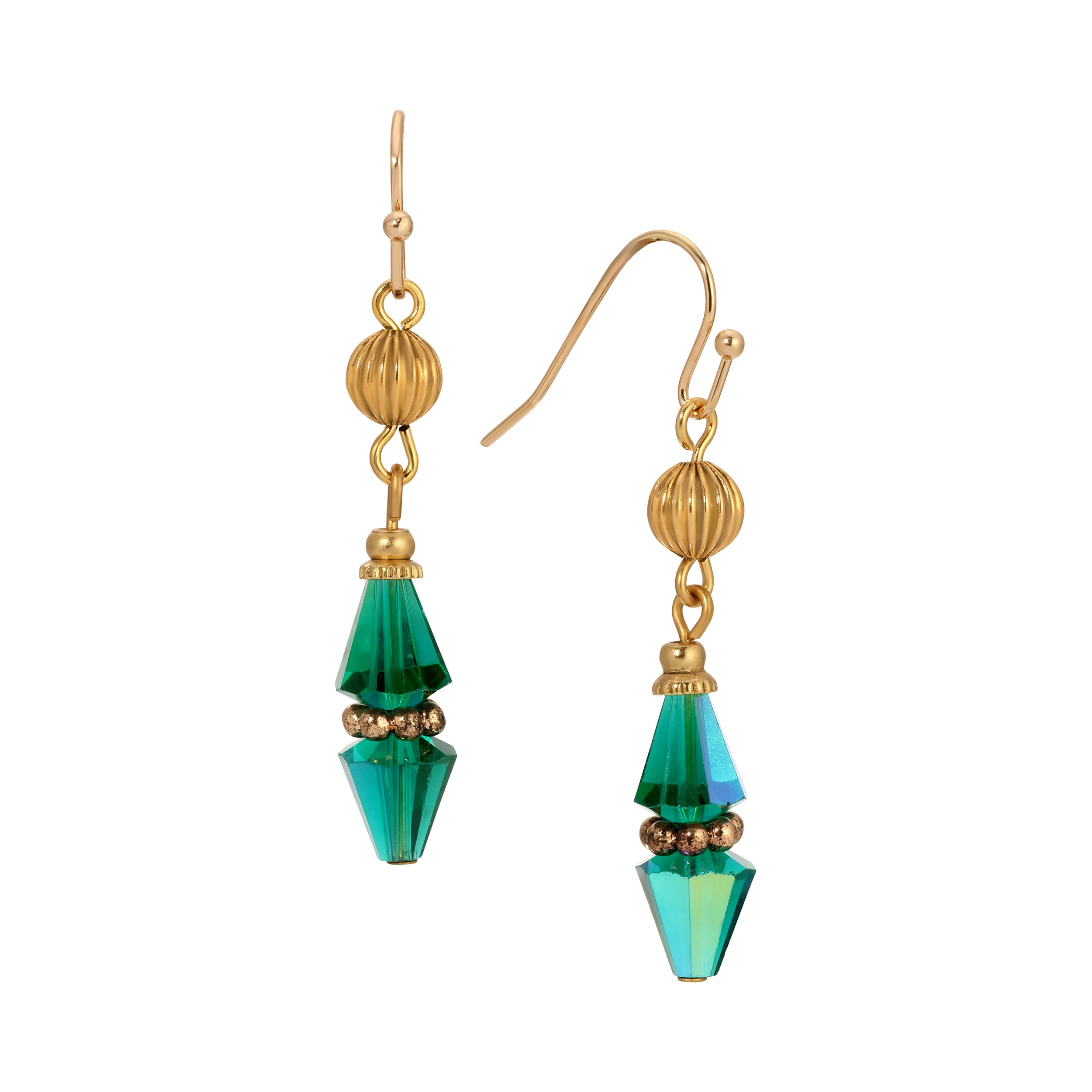 1928 Jewelry Glass Teardrop Crystal Beaded Dangling Earrings