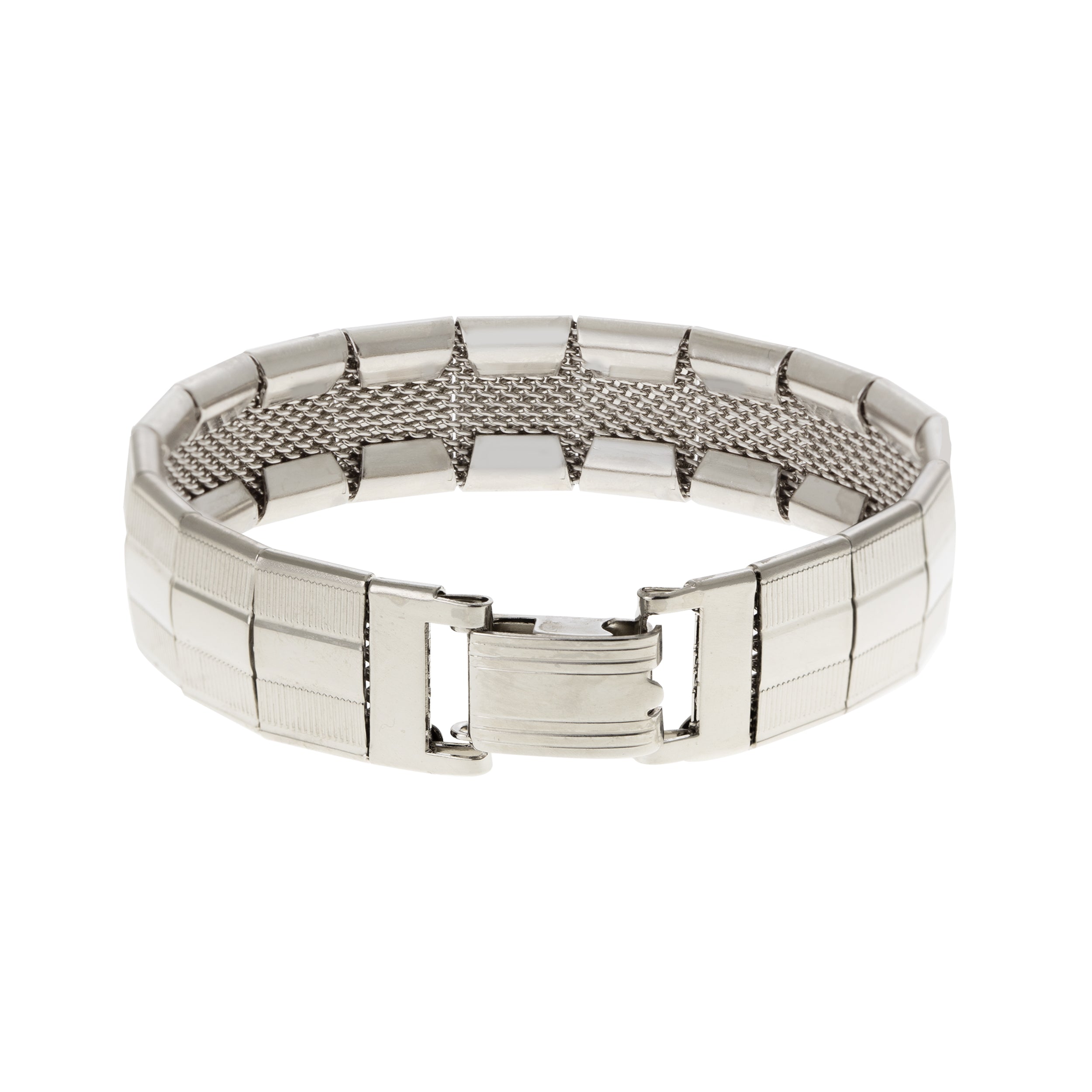 1928 Jewelry Silver Textured Lines Mesh Bracelet