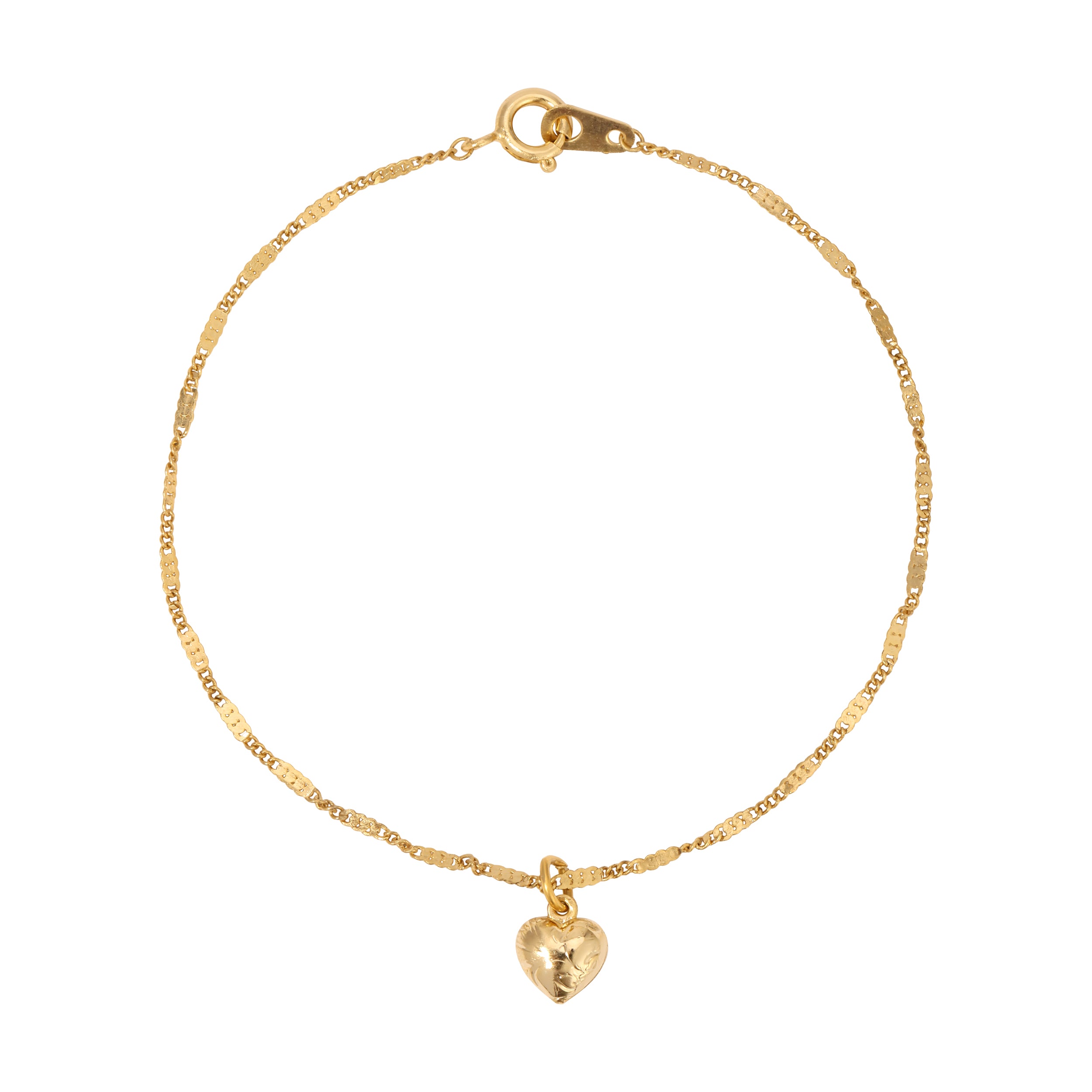 1928 Jewelry Small Puffed Floral Heart Bracelet 7"