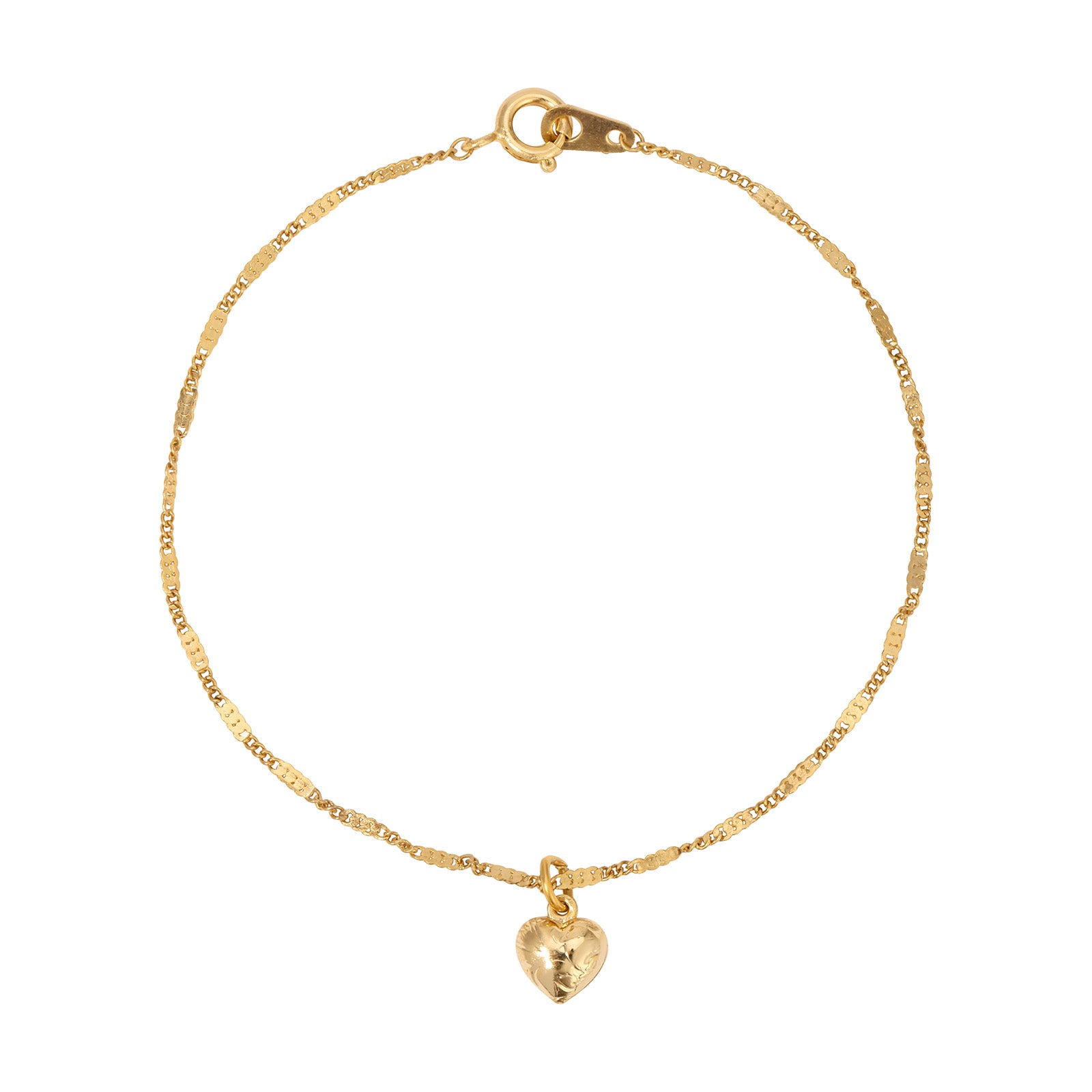 1928 Jewelry Small Puffed Floral Heart Bracelet 7"