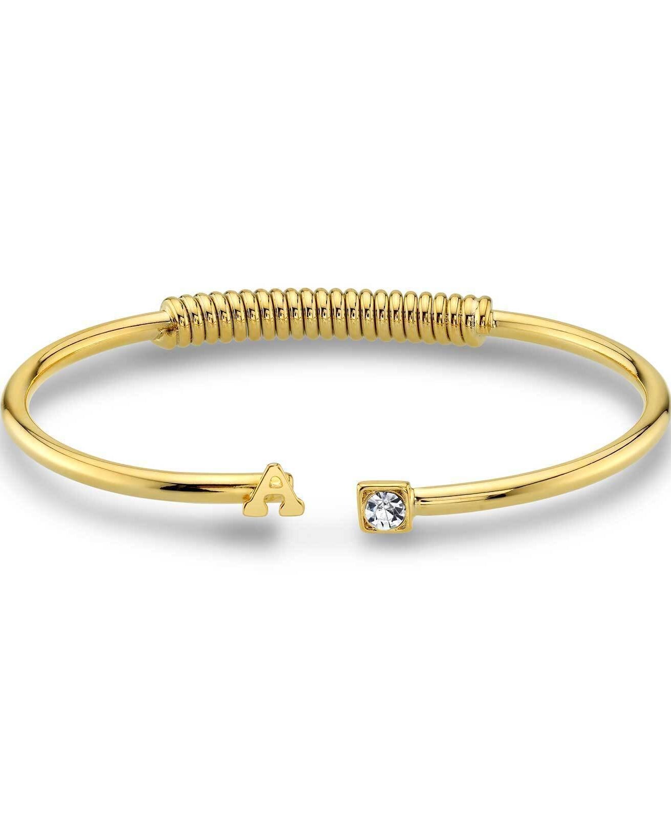1928 Jewelry Crystal Accent With Initial Cuff Bracelet