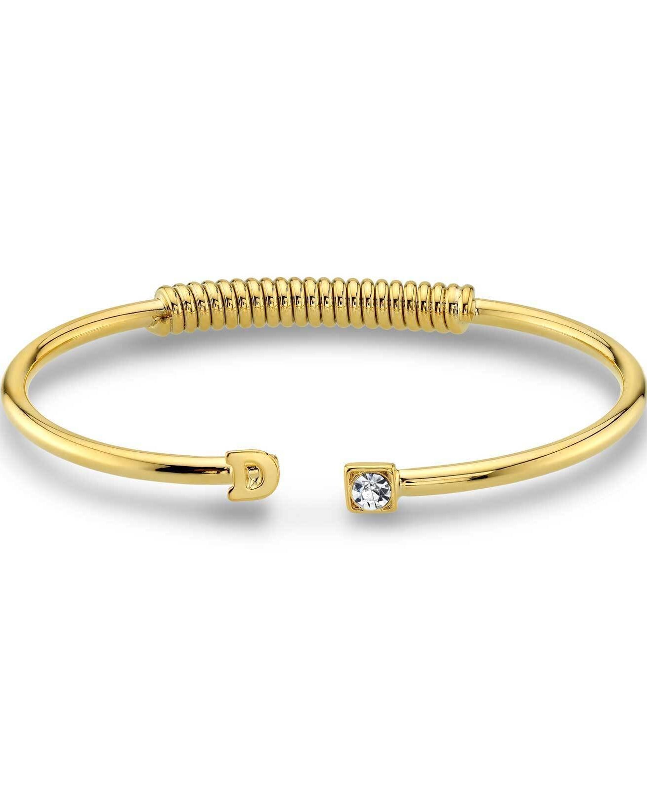 1928 Jewelry Crystal Accent With Initial Cuff Bracelet