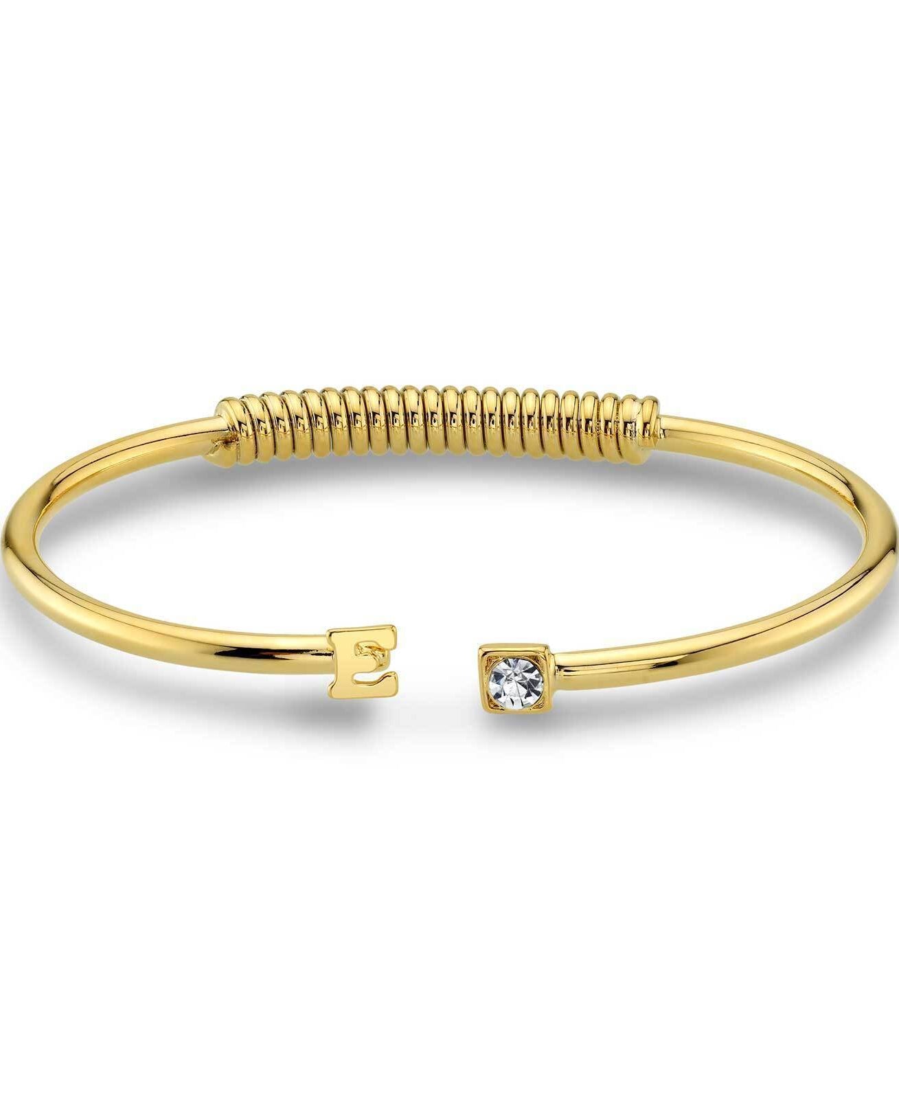 1928 Jewelry Crystal Accent With Initial Cuff Bracelet