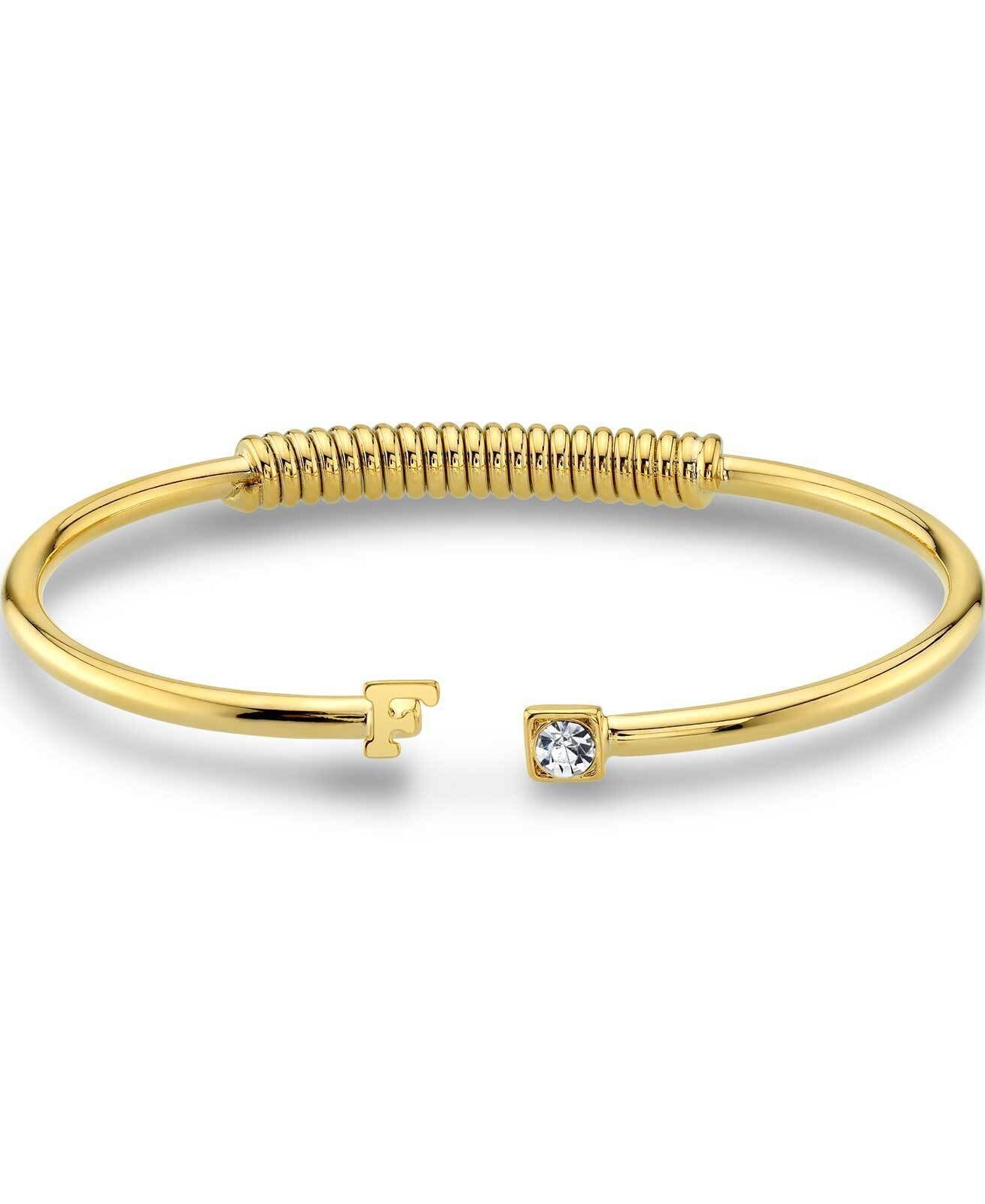 1928 Jewelry Crystal Accent With Initial Cuff Bracelet