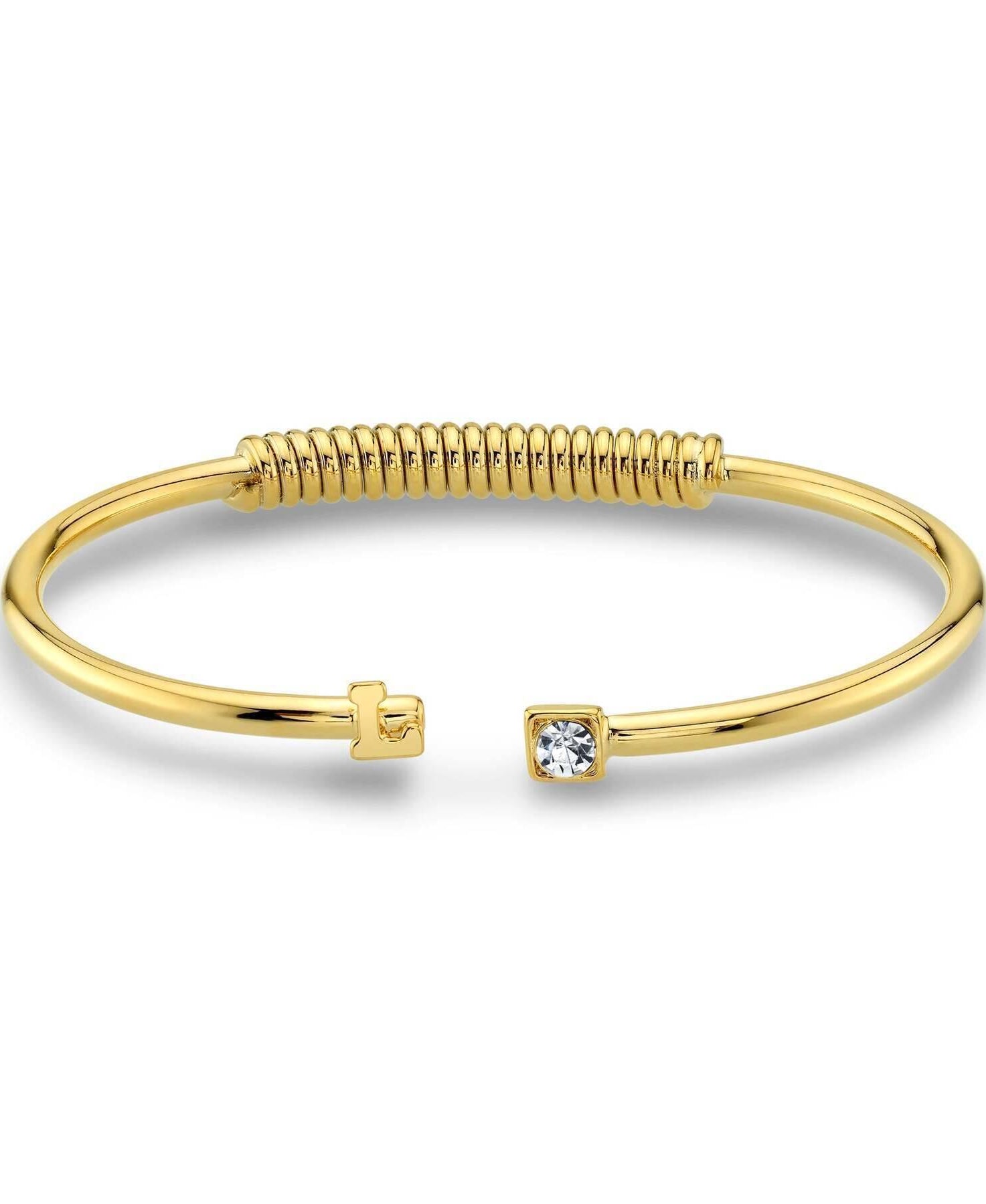 1928 Jewelry Crystal Accent With Initial Cuff Bracelet