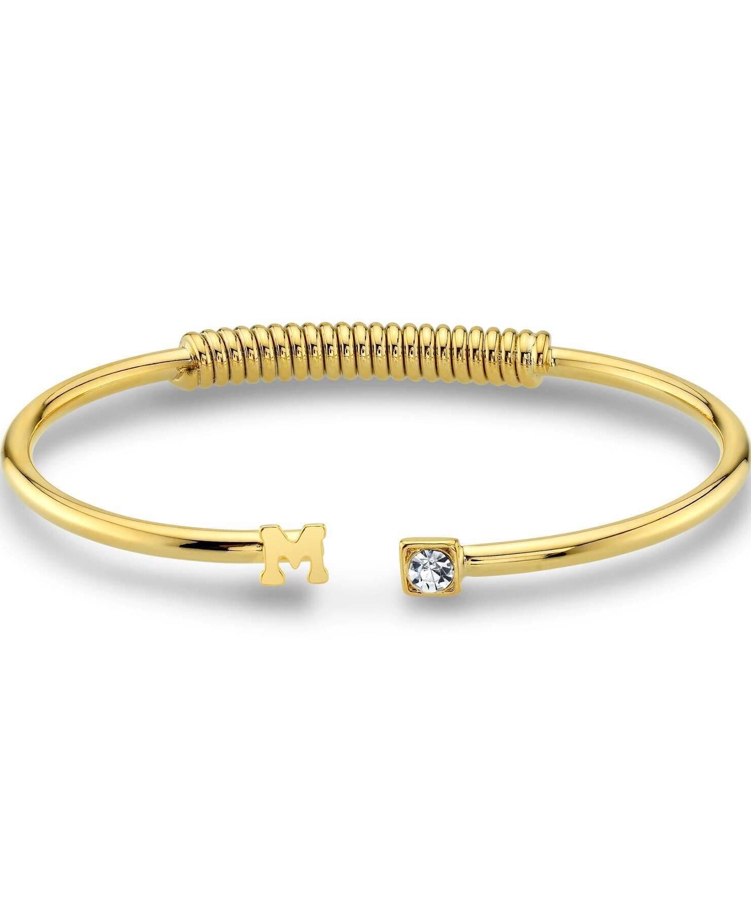 1928 Jewelry Crystal Accent With Initial Cuff Bracelet
