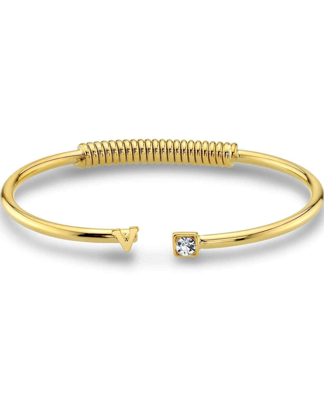 1928 Jewelry Crystal Accent With Initial Cuff Bracelet