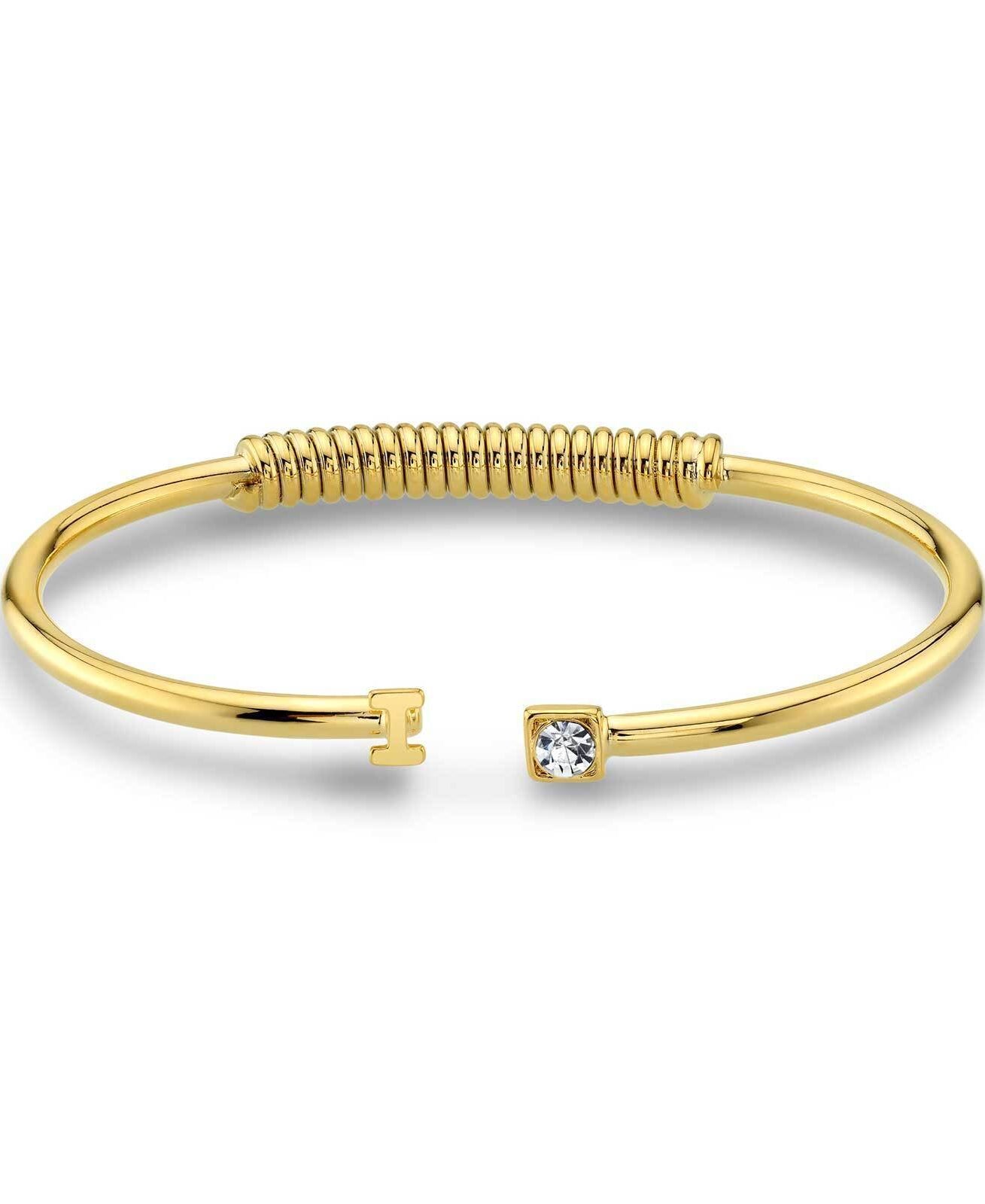 1928 Jewelry Crystal Accent With Initial Cuff Bracelet