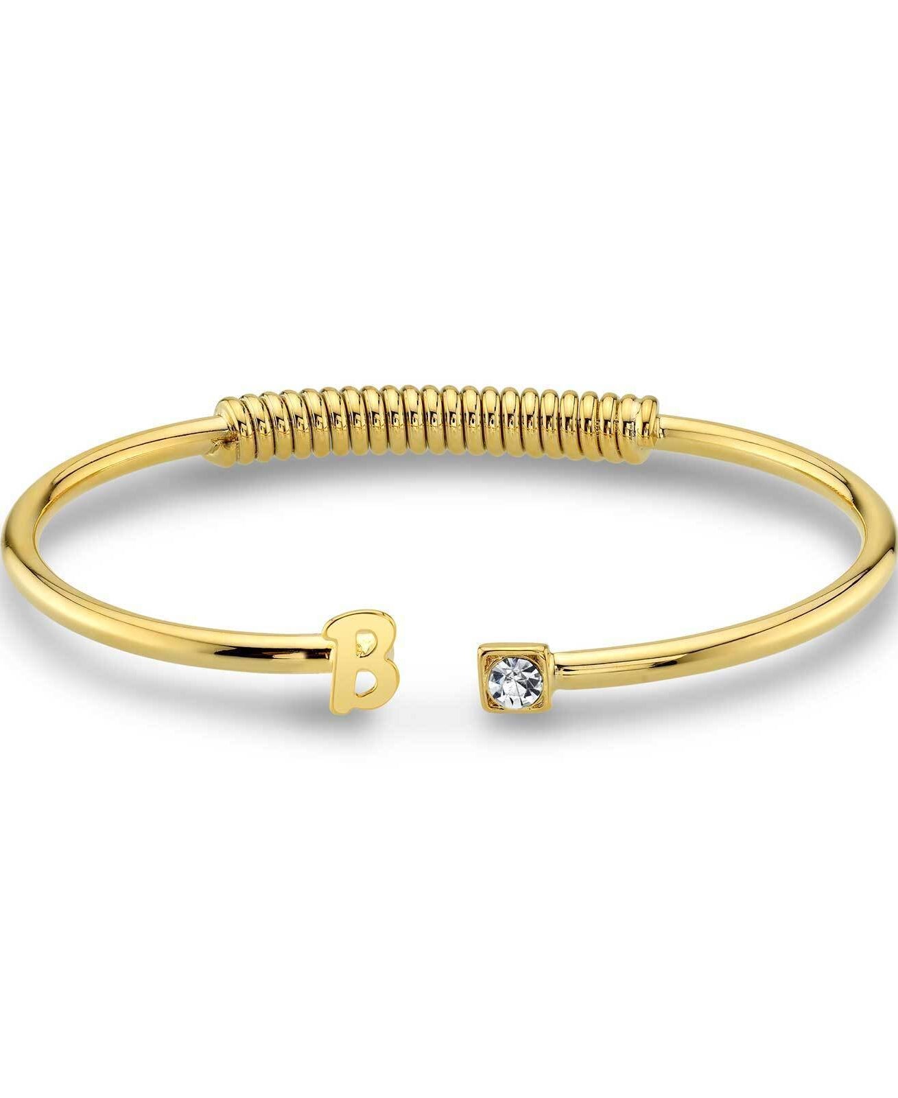 1928 Jewelry Crystal Accent With Initial Cuff Bracelet