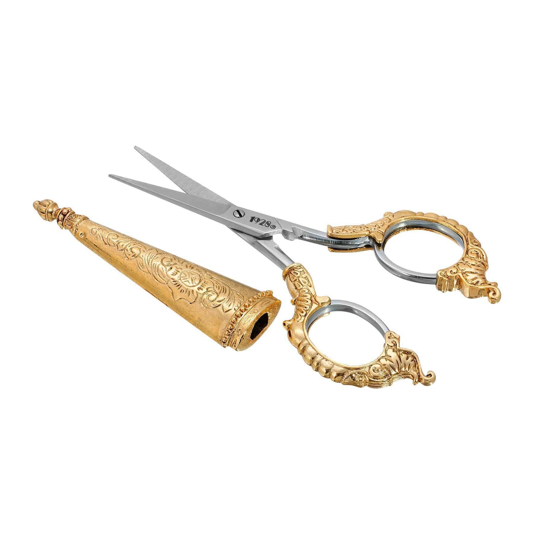 1928 Jewelry Manor House Two Tone Purple And Pink Flower Decal Small Scissors