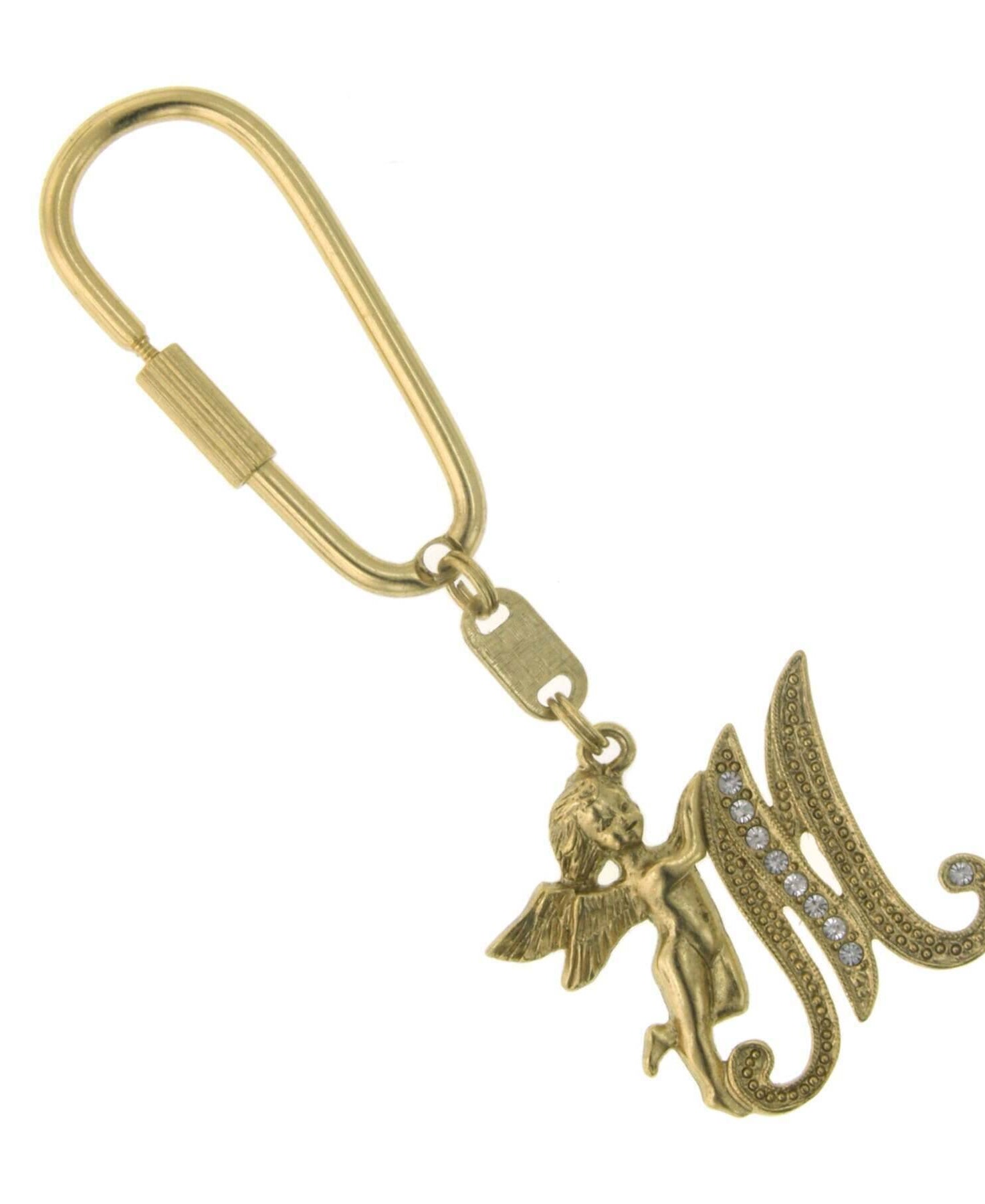 1928 Jewelry Crystal Accent Initial Angel Carabiner Key Chain