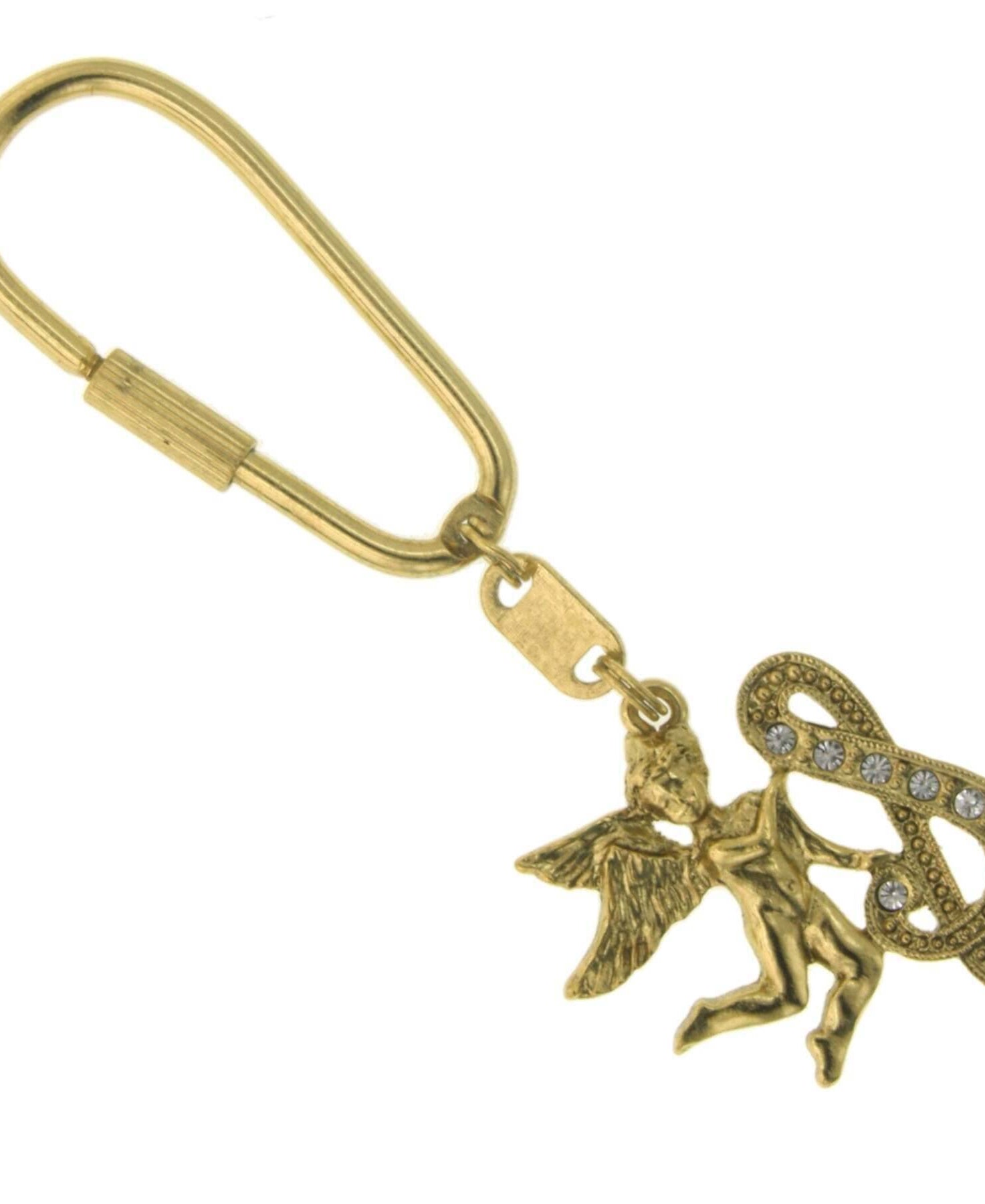 1928 Jewelry Crystal Accent Initial Angel Carabiner Key Chain