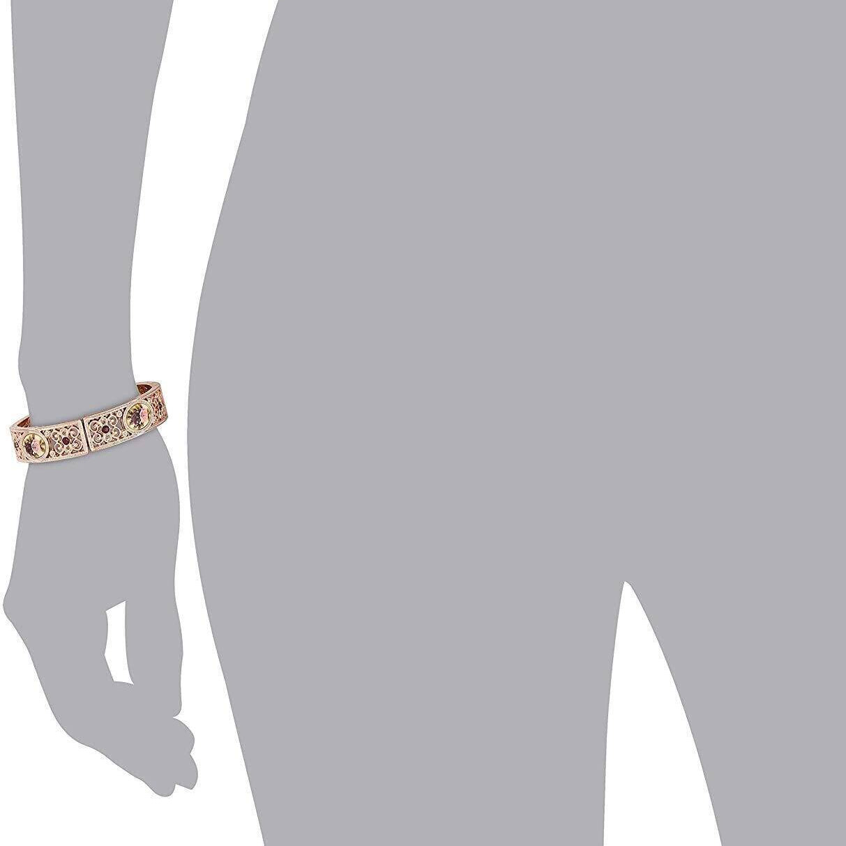 1928 Jewelry Manor House Rose Purple Crystal Flower Stretch Bracelet