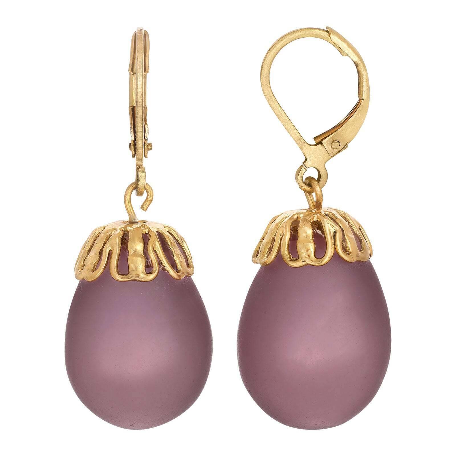1928 Jewelry Frosted Glass Egg Drop Earrings