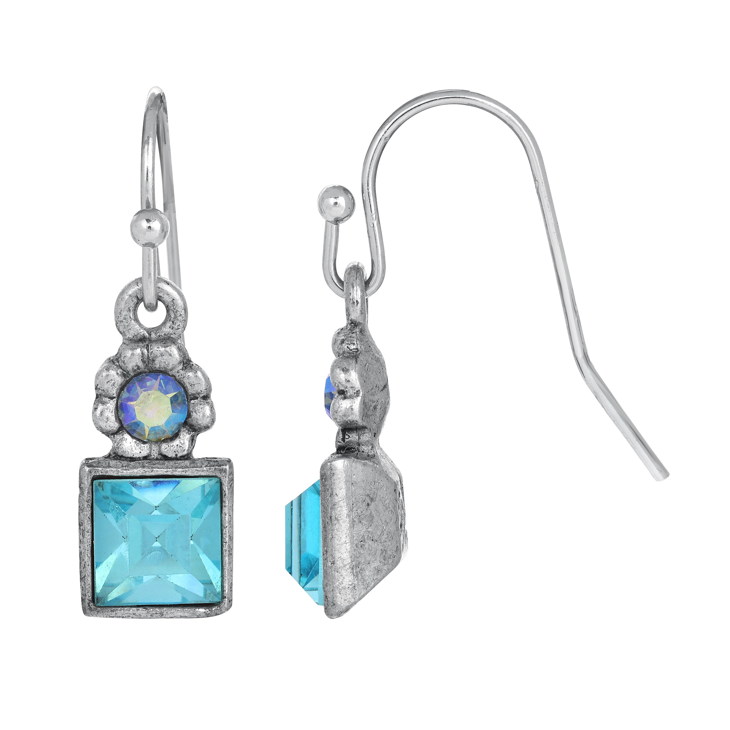 1928 Jewelry Round And Square Sparkling Crystal Drop Earrings