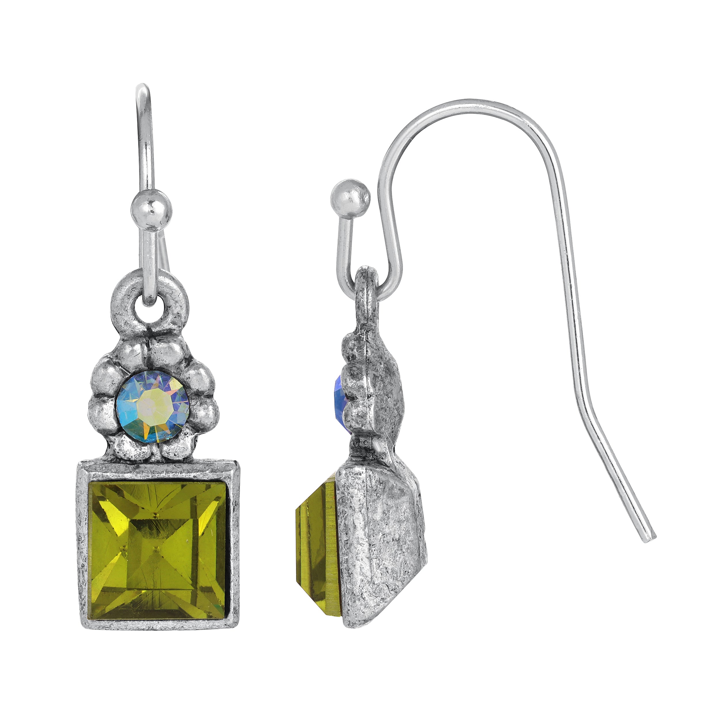 1928 Jewelry Round And Square Sparkling Crystal Drop Earrings