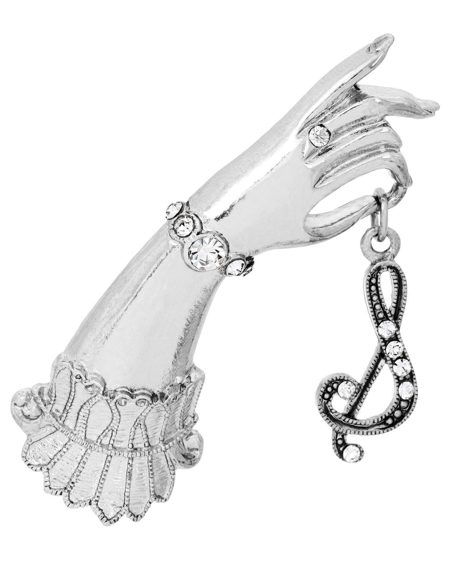 1928 Jewelry Belle Epoch Victorian Hand Model Crystal Initial Pin