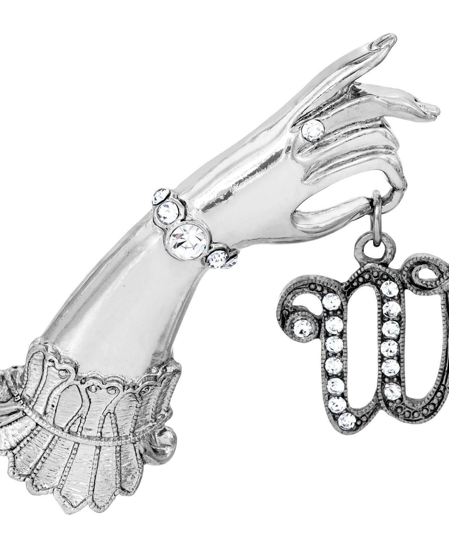 1928 Jewelry Belle Epoch Victorian Hand Model Crystal Initial Pin