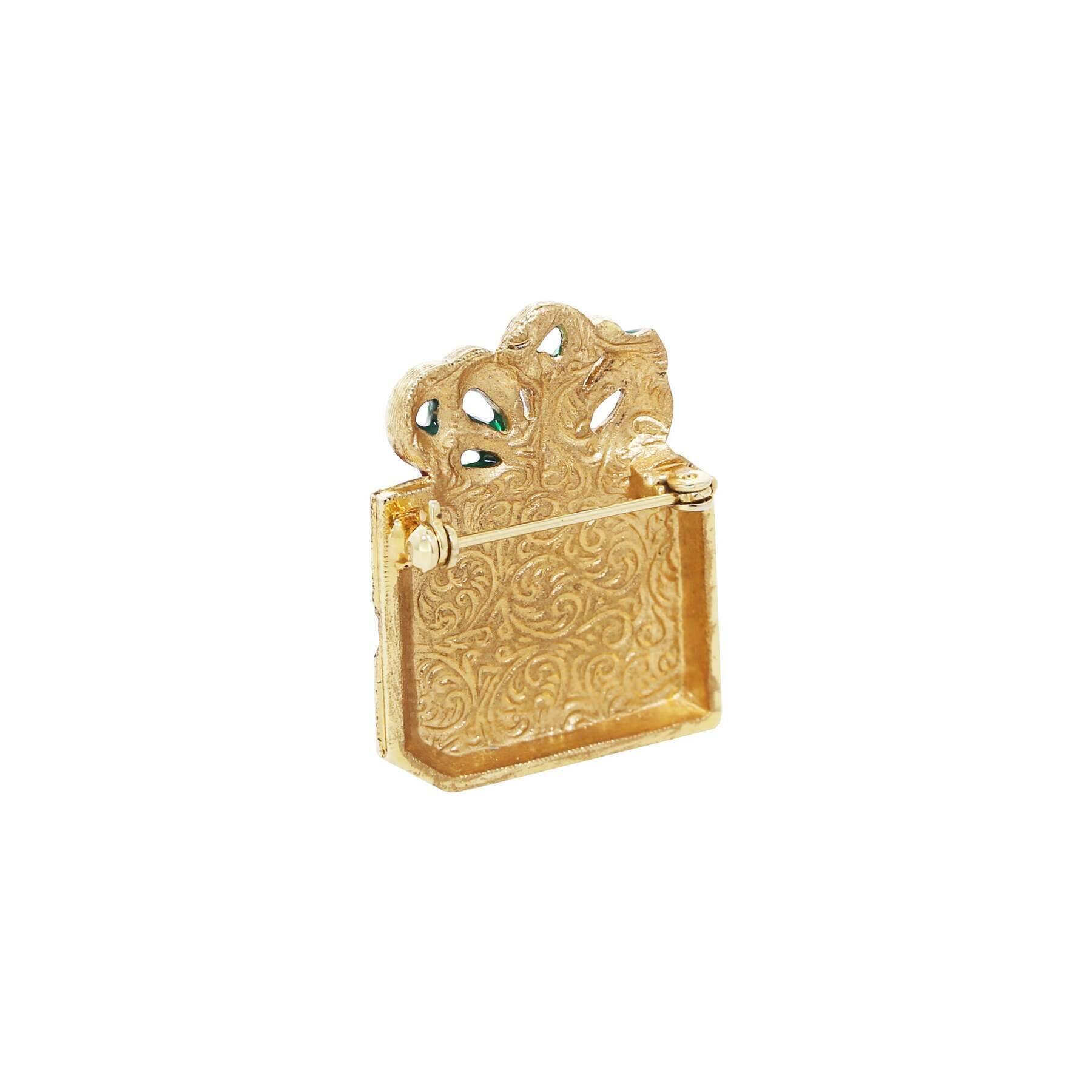 1928 Jewelry Red Christmas Present Crystal Gift Box Brooch Pin