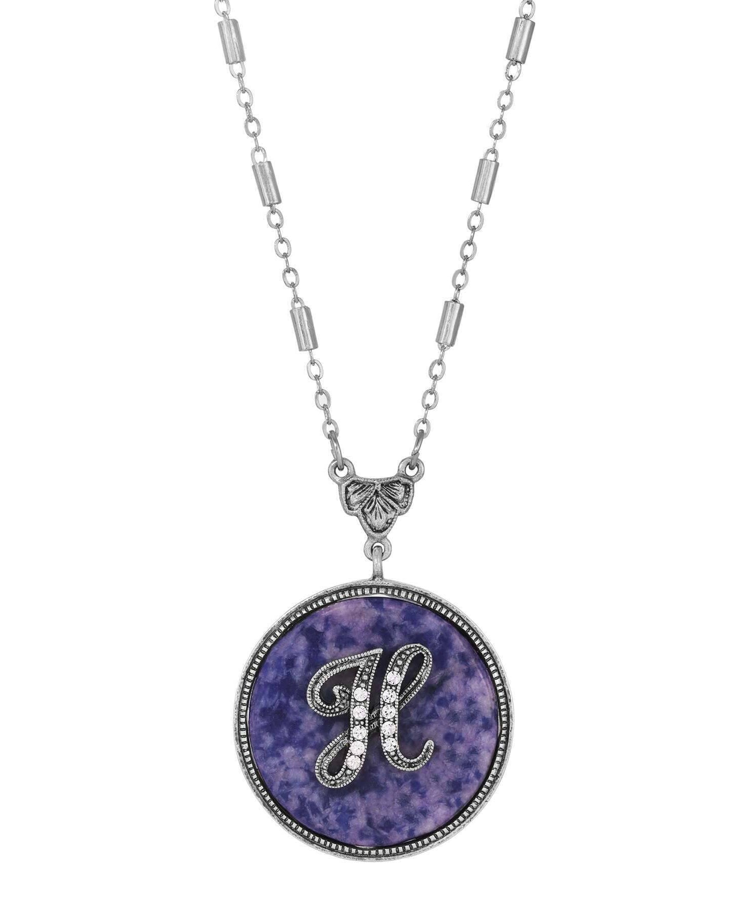 1928 Jewelry Blue Sodalite Gemstone Initial Necklace 18"L