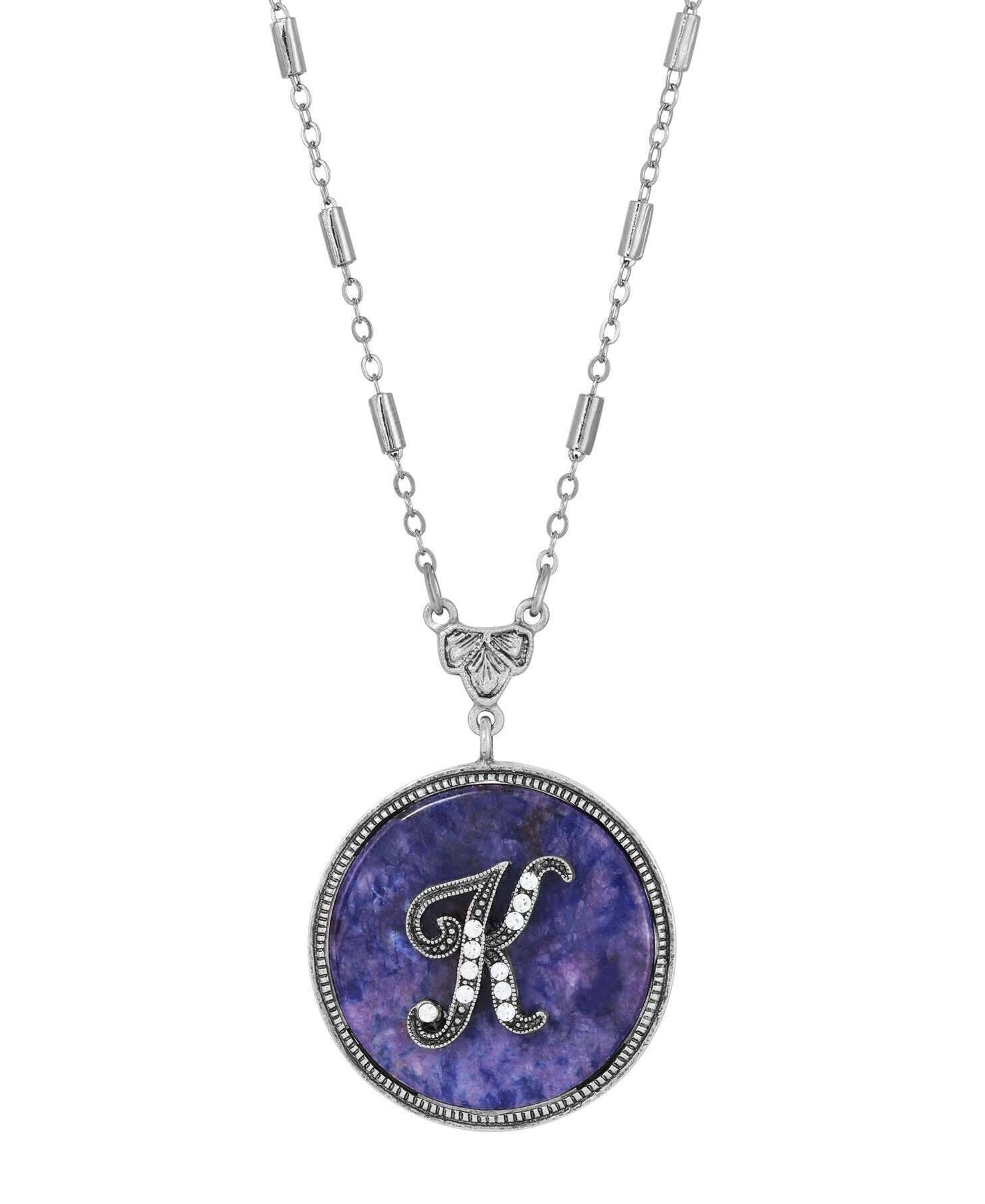 1928 Jewelry Blue Sodalite Gemstone Initial Necklace 18"L