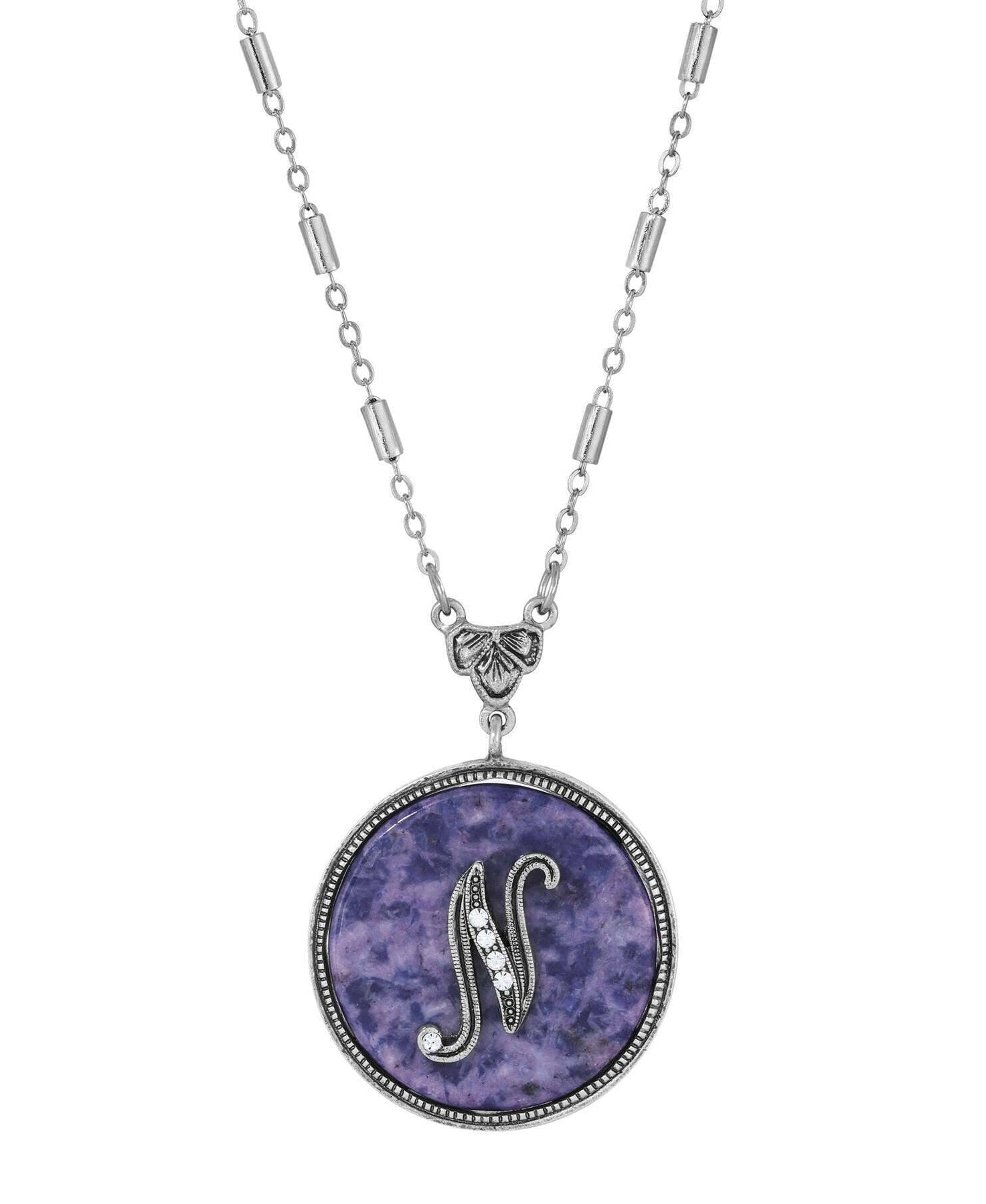 1928 Jewelry Blue Sodalite Gemstone Initial Necklace 18"L