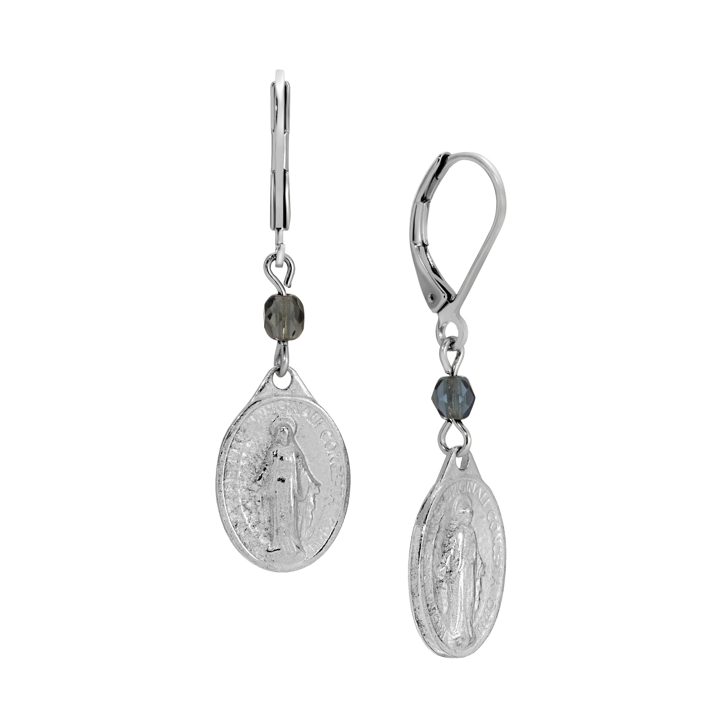 Symbols Of Faith Miraculous Medal & Beads Drop Earrings